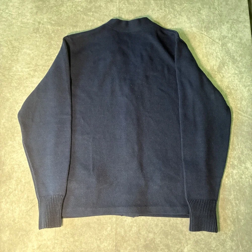 True Vintage Scholastic Arista Navy Blue Cardigan Sweater Lion Mascot Made inUSA